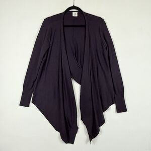 Cabi Womens Medium Eggplant Purple Asymmetrical Open‎ Front Cardigan Sweater